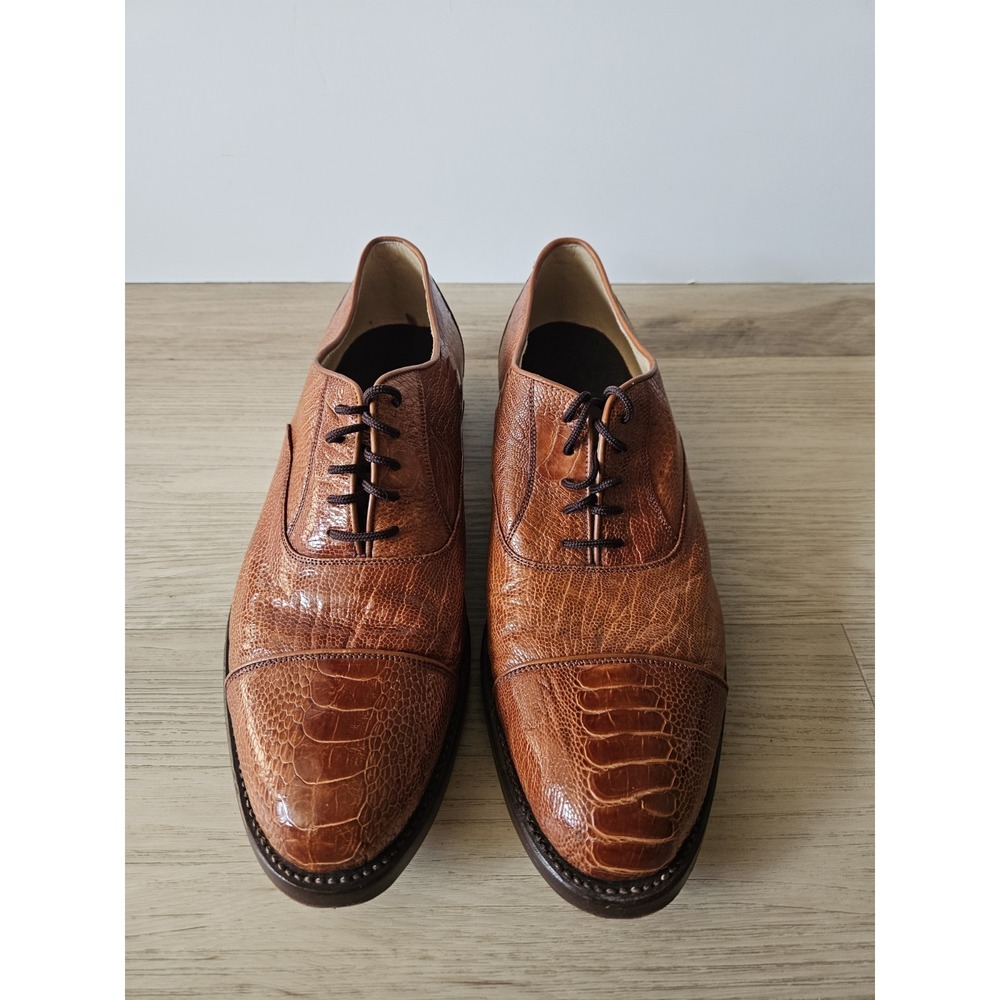 Stephen‎ & Co. Cognac Ostrich Leg Dress Shoes Size 9.5 (Measures 11" Insole)